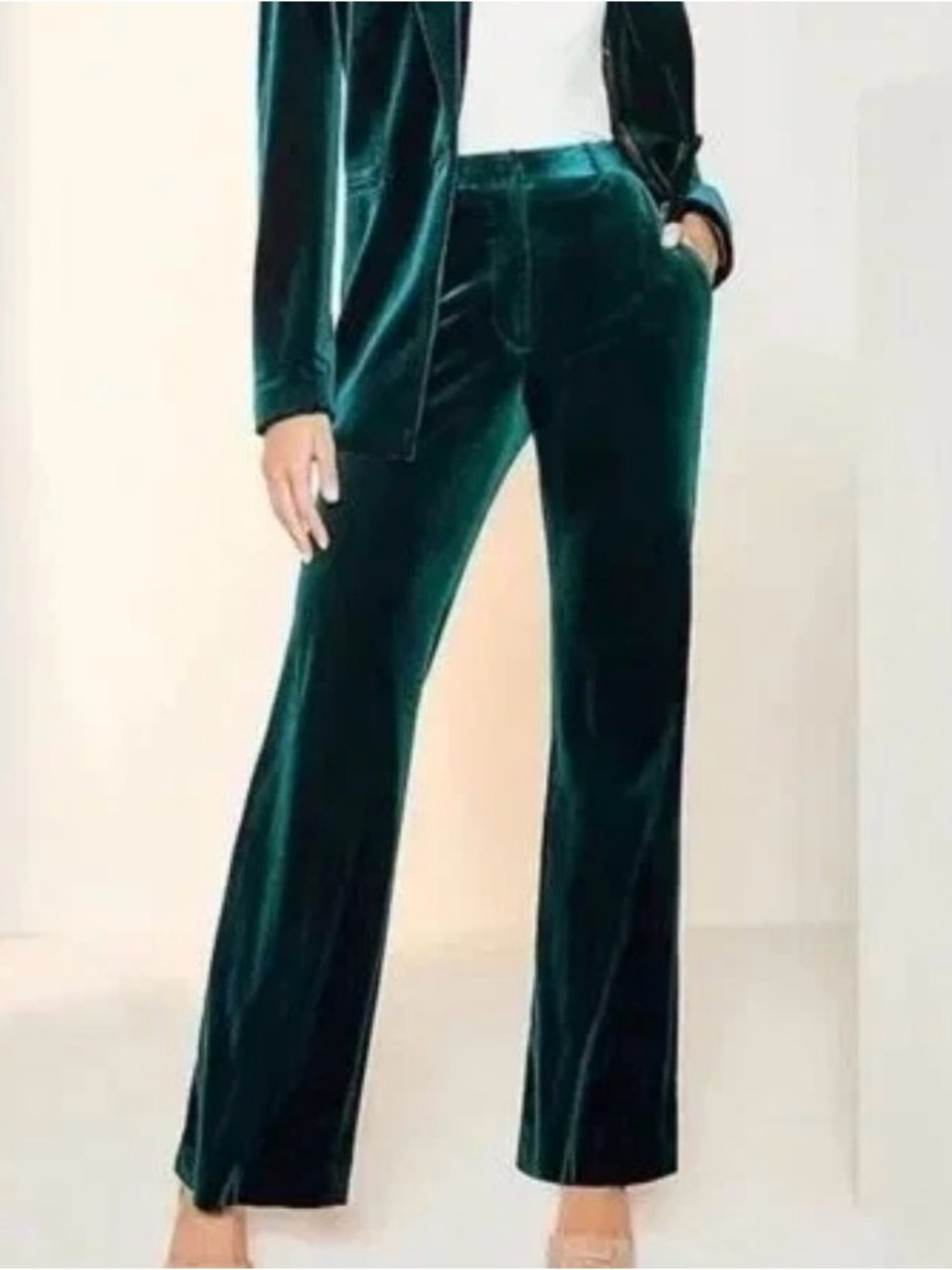 NWT Alex Marie Kelly Emerald Green Velvet Flare Pants Size 8